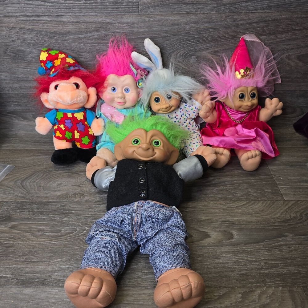 Troll‎ Dolls Lot 5 XL 15 in 10 in Plush Russ Treasure Troll Mixed Lot Kidz READ
